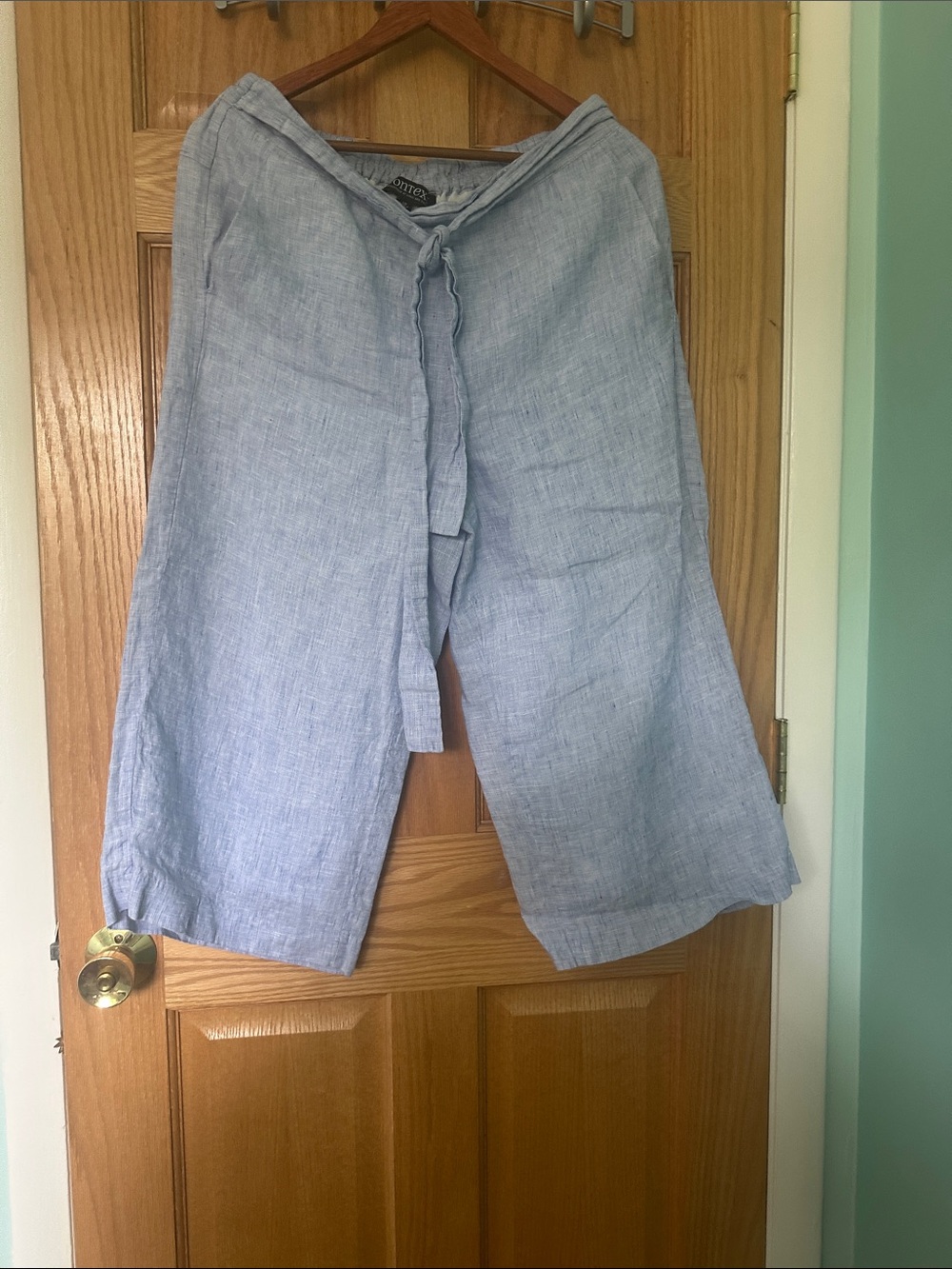 Context Light Blue Wide Leg Linen Pants